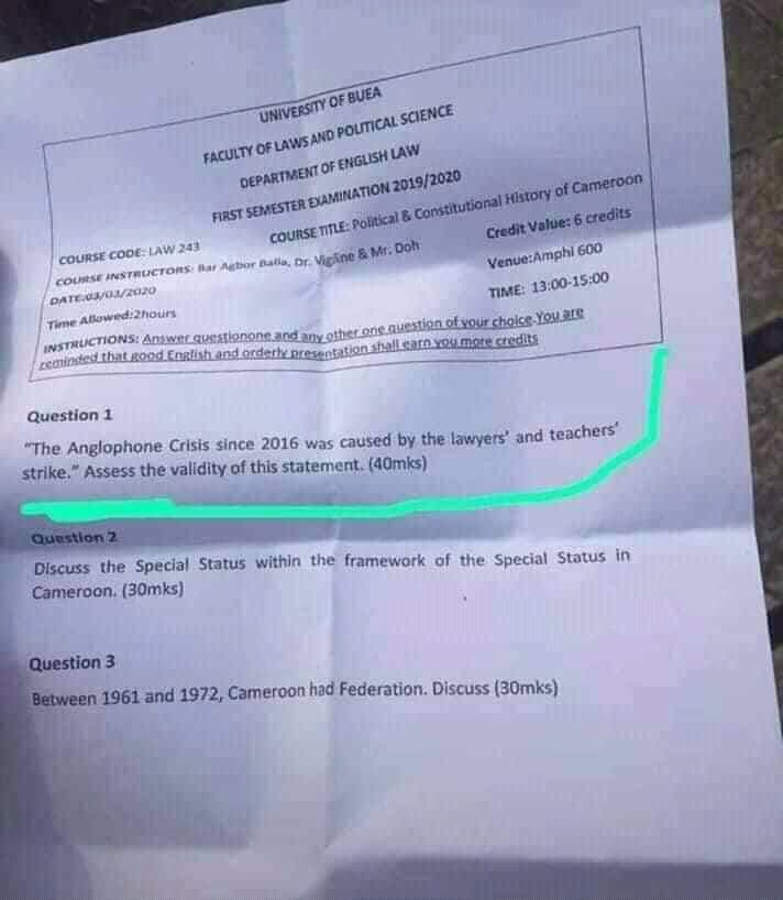 Le ministre de l'Enseignement supérieur ordonne au vice-chancelier de l'UB de suspendre les fonctions d'enseignant d'Agbor Felix Balla, avocat spécialisé dans les droits de l'homme