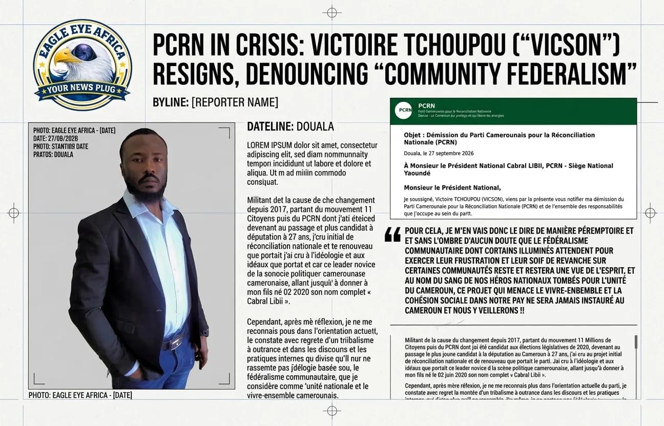 Cameroon – PCRN: High-Profile Resignation of Victoire Tchoupou (Vicson) Deals Heavy Blow to Cabral Libii