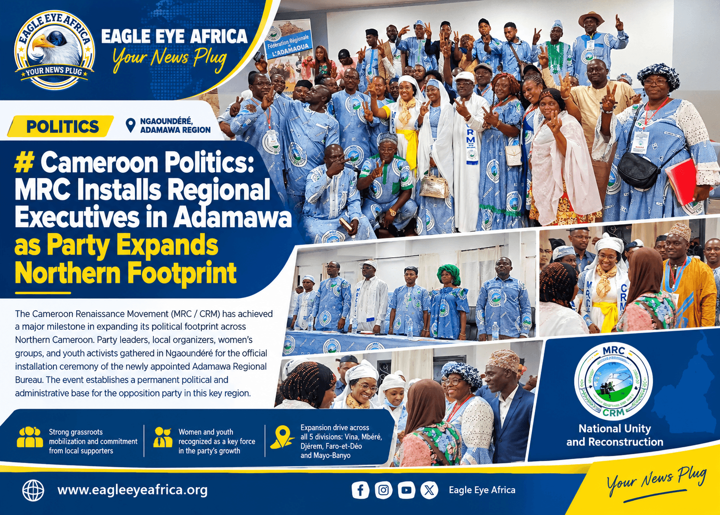 MRC Installs Regional Executives in Adamawa as Party Expands Northern Footprint